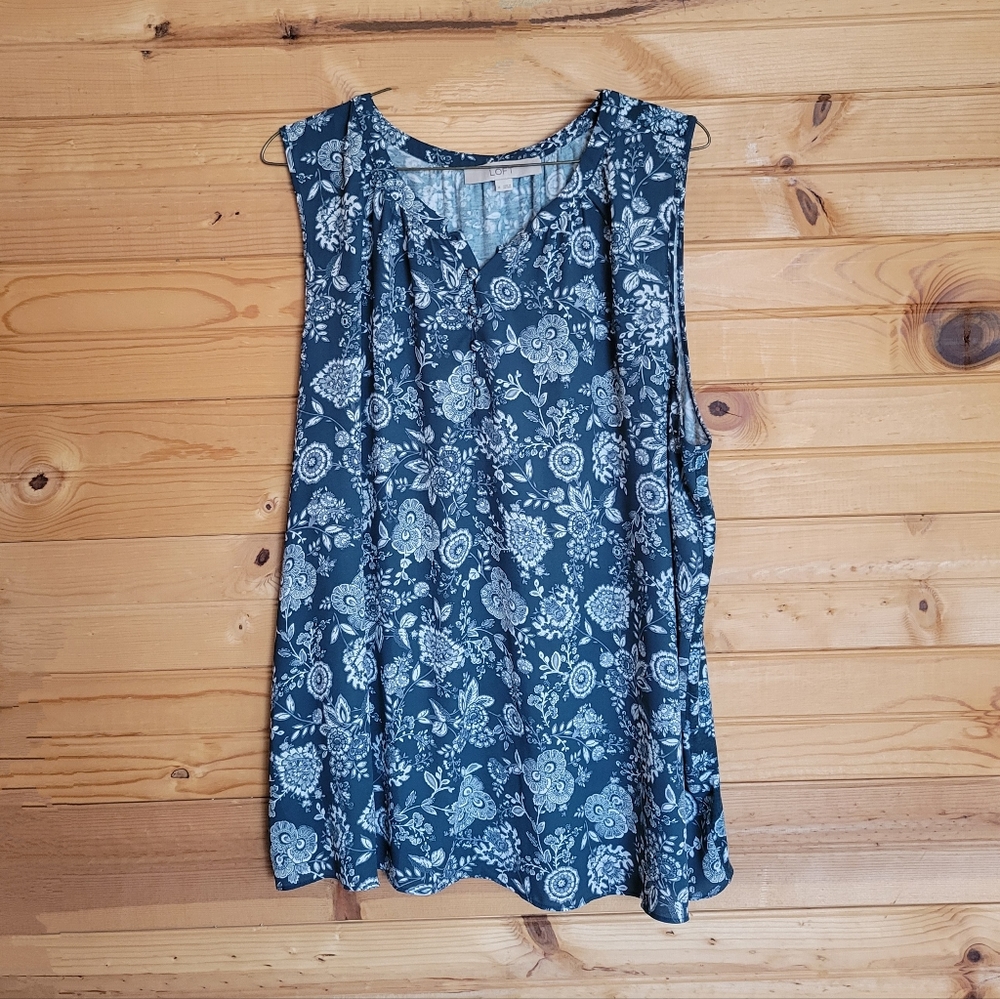 LOFT Womens Floral Lightweight Sleeveless Blouse, Size XL
